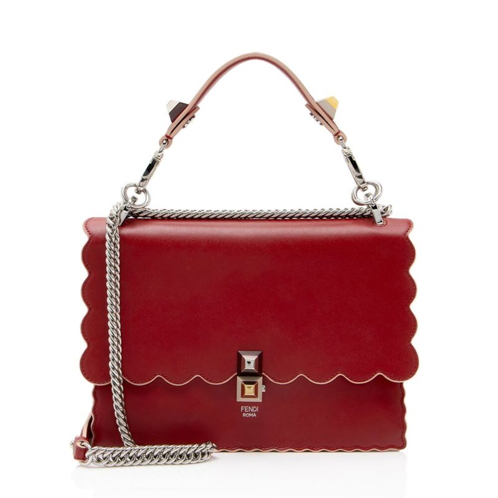 Fendi Calfskin Studded Kan I Medium Shoulder Bag